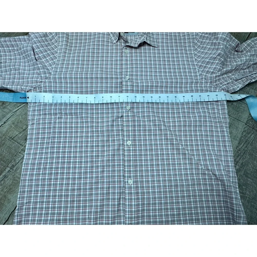 Banana Republic Custom 078 Wash Shirt Mens XL Tall Tailored Slim Fit Plaid Red